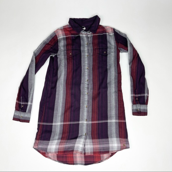 Volcom Purple Plaid Button Down Dress Size M. M - Picture 2 of 11